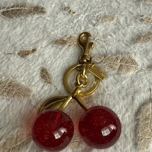 Gold and Red Cherry Keychain